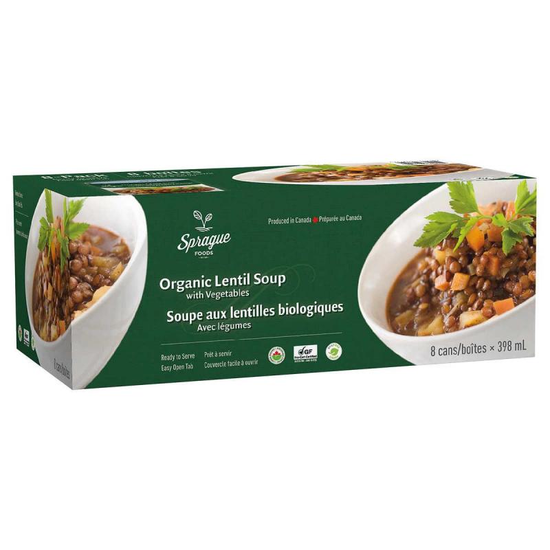 SPRAGUE ORGANIC LENTIL & VEG SOUP 8 x 398ml