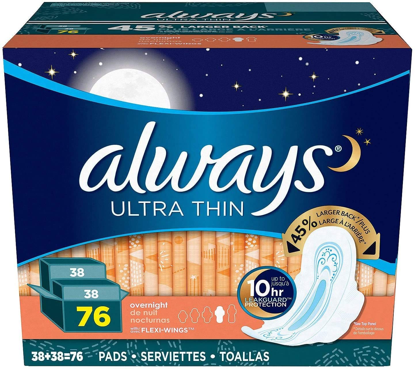 Always Ultra Thin Pads Overnight Box Of 76
