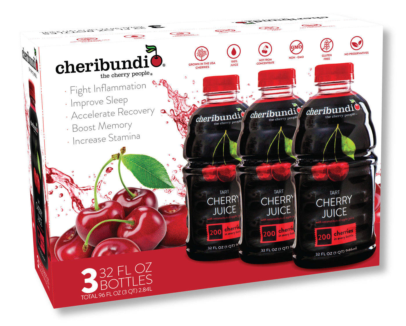 Cheribundi Tart Cherry Juice 3 X 946ml