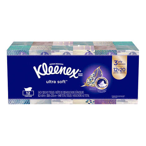 Kleenex Ultra Soft 3ply Facial Tissue 12 Boxes X 120 Sheets