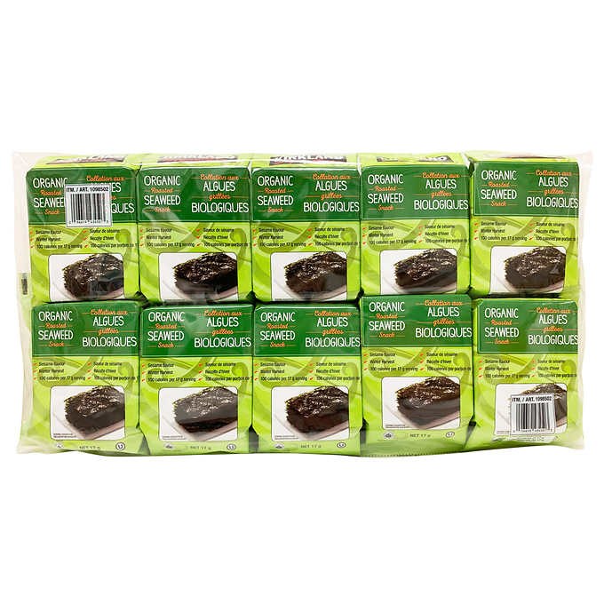 Kirkland Sifnature Organic Seaweed Roasted 10 X 17g