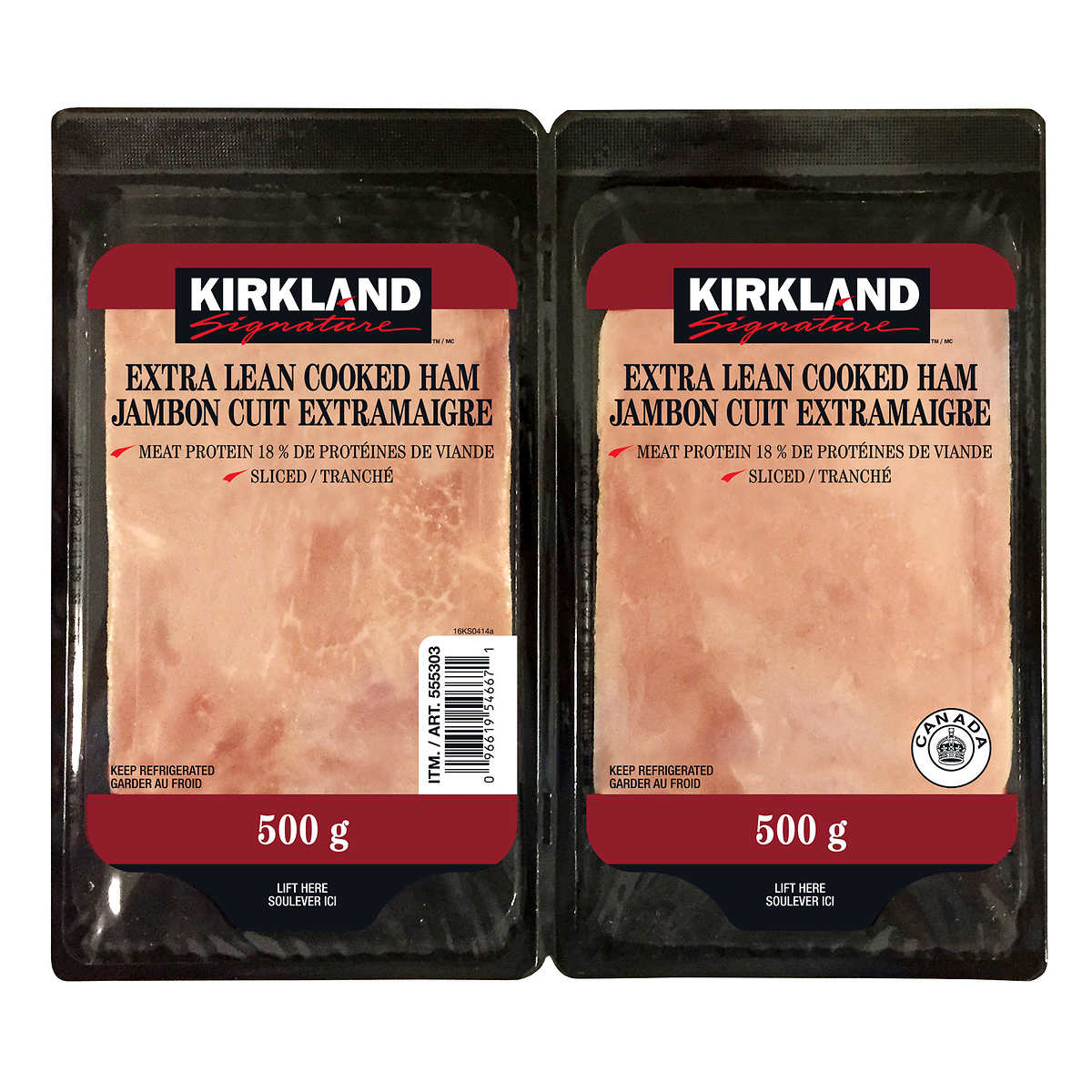 Kirkland Signature Extra Lean Sliced Ham 2 X 500g