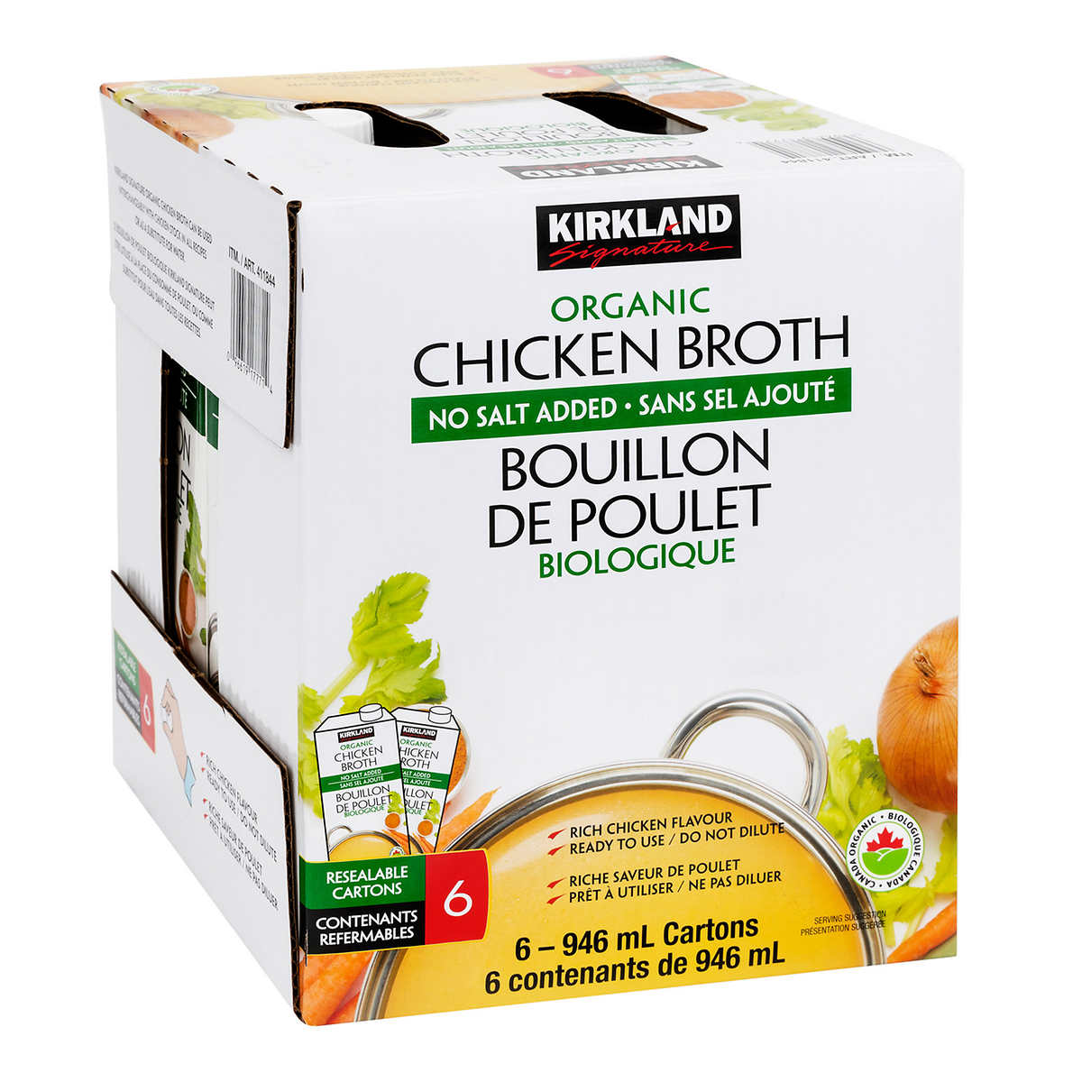 Kirkland Signature Organic Chicken Broth 6 X 946ml