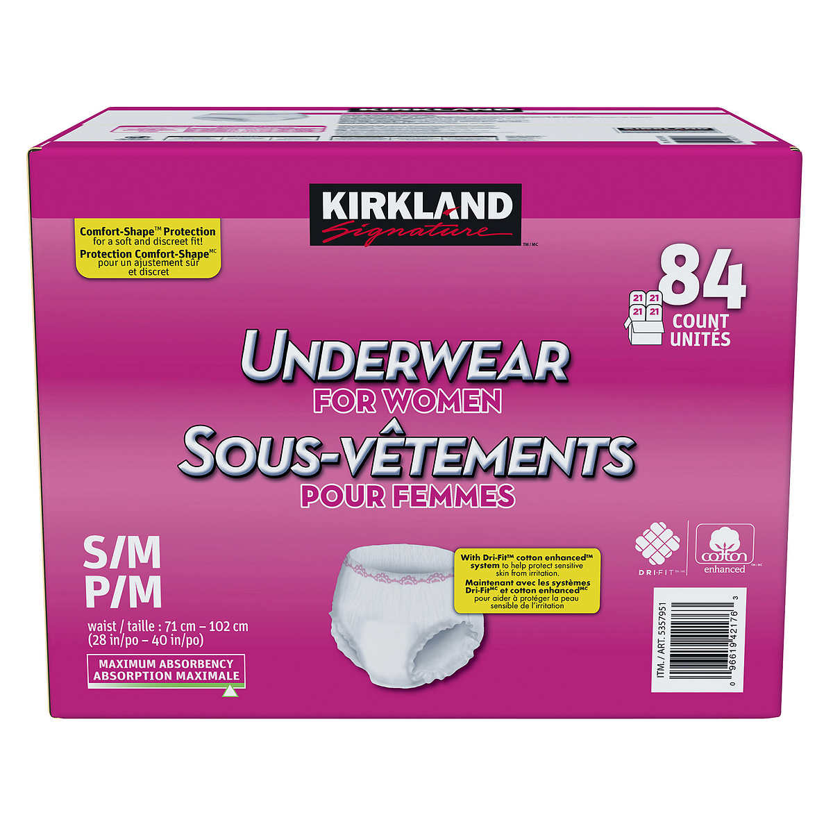 Kirkland Signature Protective Underwear Women S/m 80 Count