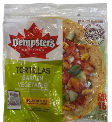 Demsters Garden Vegetable Tortillas 15 X 61g