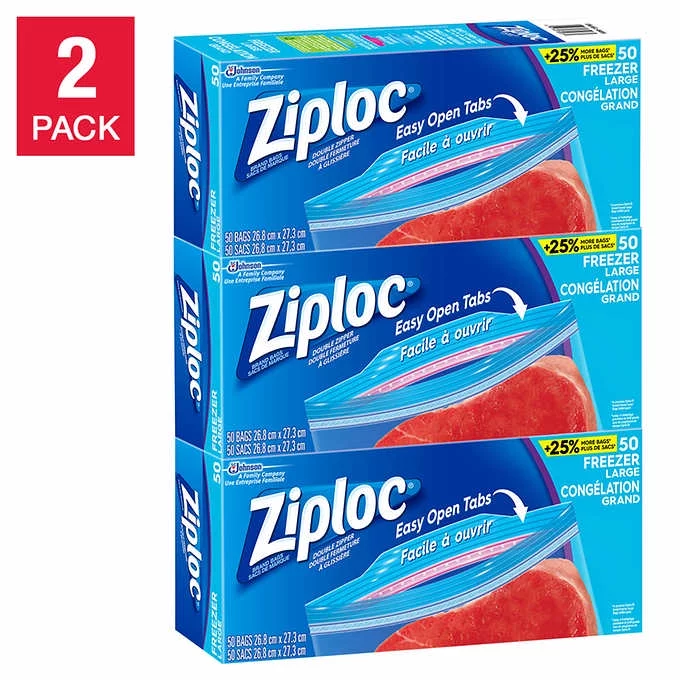 ZIPLOC LARGE FREEZER BAG 3PACK OF 50