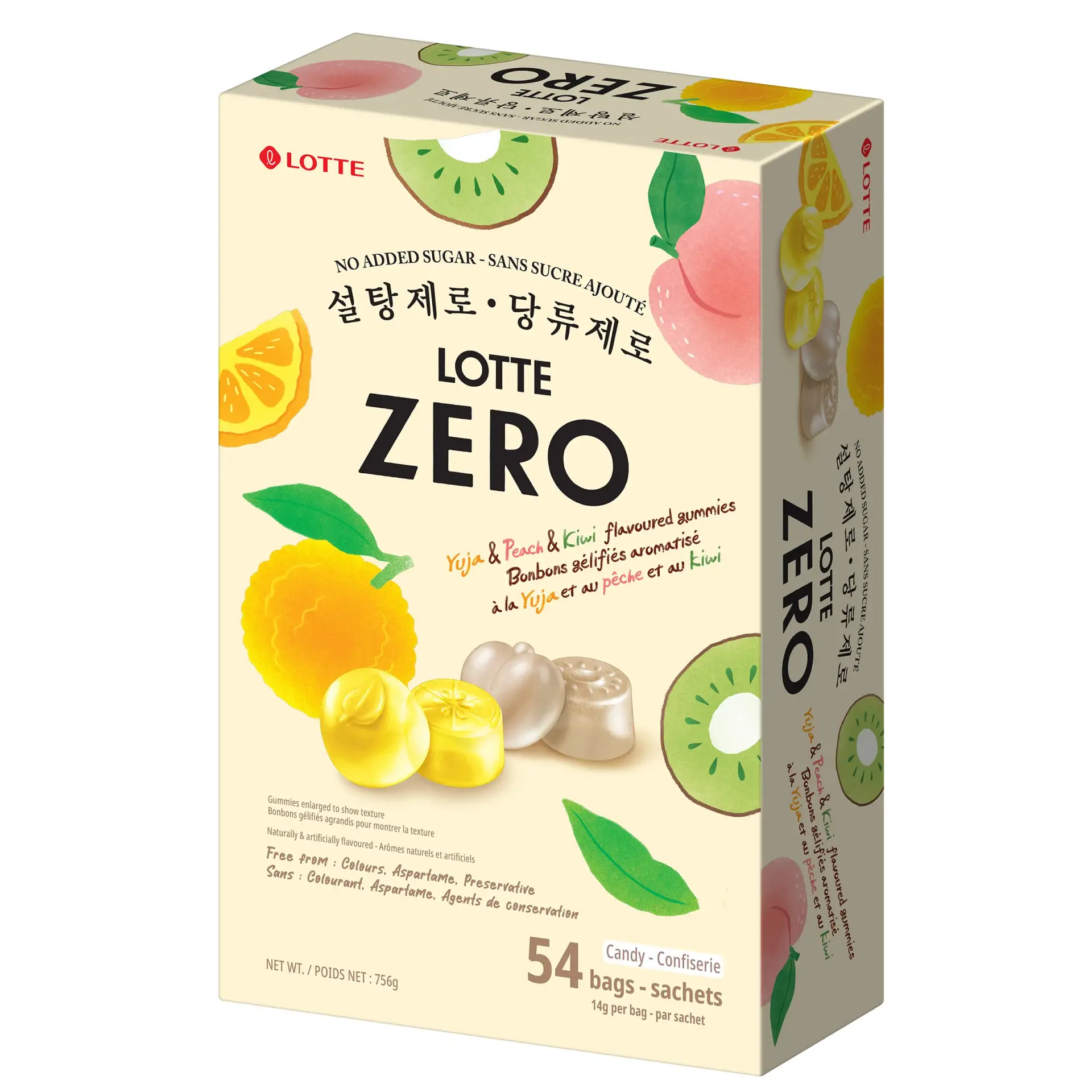 LOTTE ZERO PEACH KIWI YUZU 54x14g